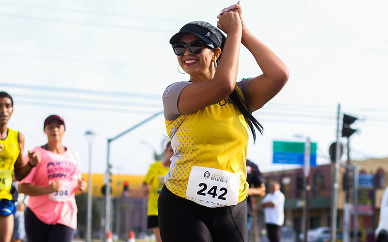Woman running in a marathon
